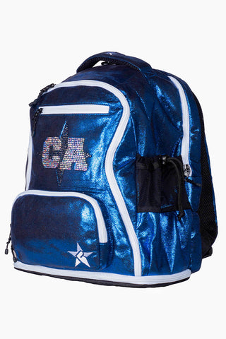 Faux Suede in Royal Blue Rebel Dream Bag Plus with White Zipper with California Allstars Crystal Logo
