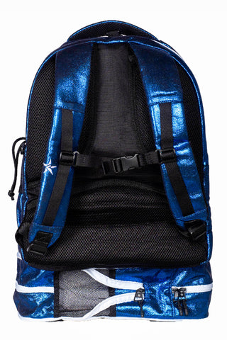 Faux Suede in Royal Blue Rebel Dream Bag Plus with White Zipper with California Allstars Crystal Logo